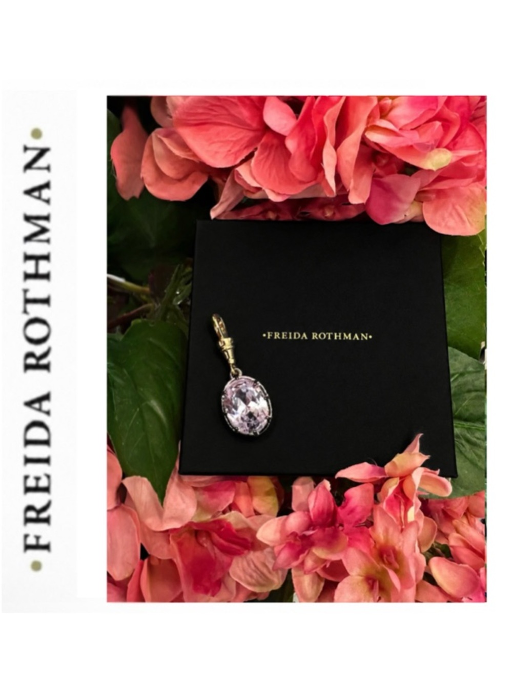 Freida Rothman Vault Oval-Cut Prong-Set Cubic Zirconia Pendant Black Rhodium